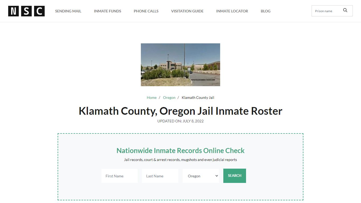 Klamath County, Oregon Jail Inmate Roster