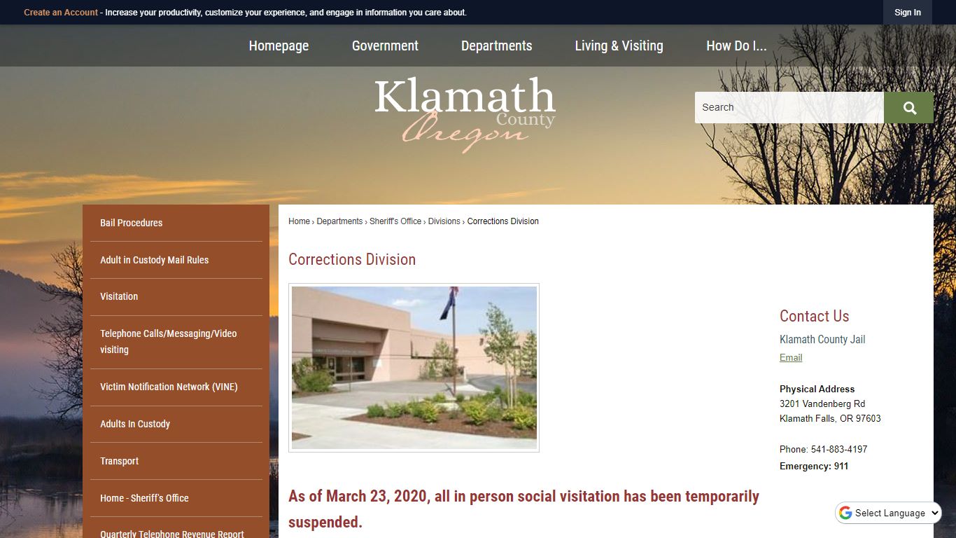 Corrections Division | Klamath County, OR